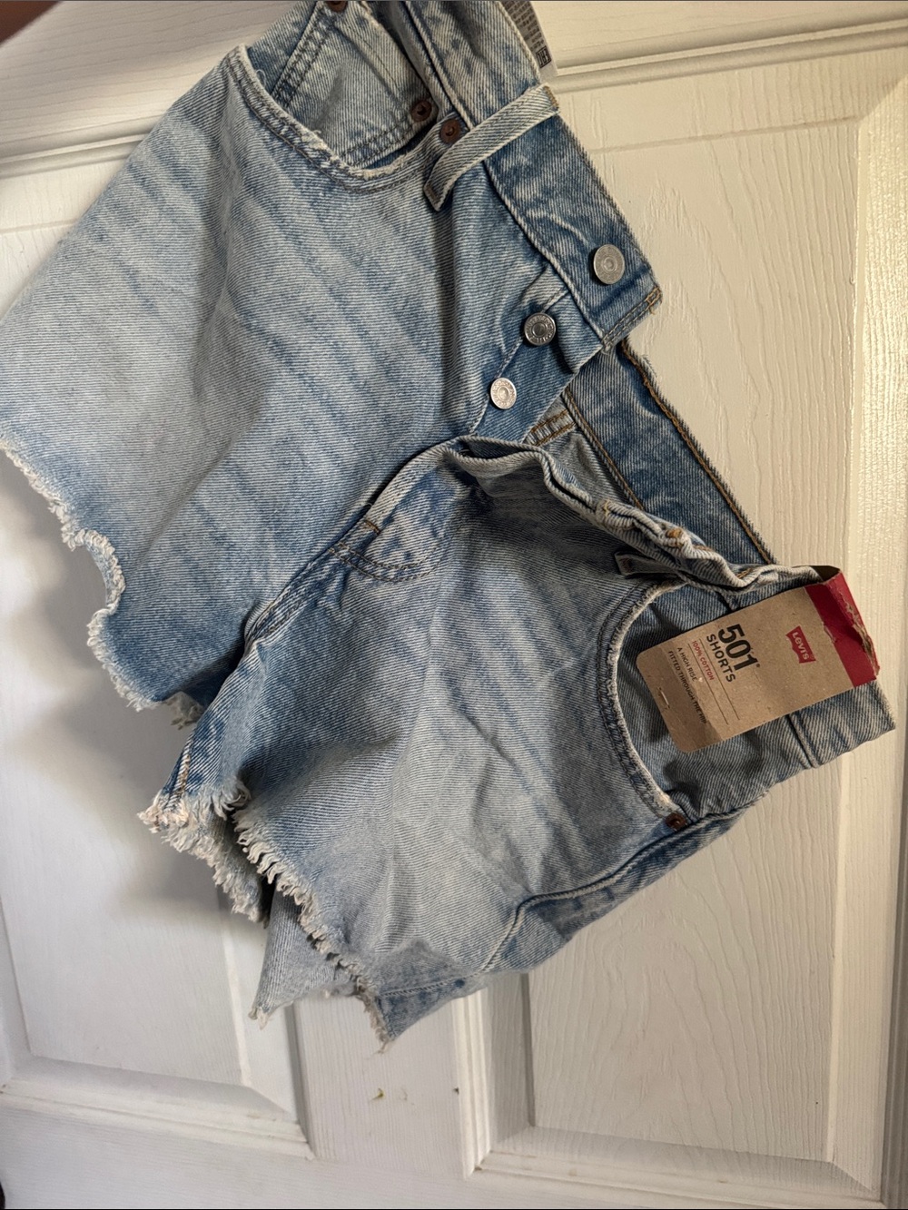 Levi's Light Blue Denim Cutoff 501 Shorts